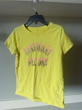 Cat & Jack Yellow Short Sleeve "Birthday All Day" Tee